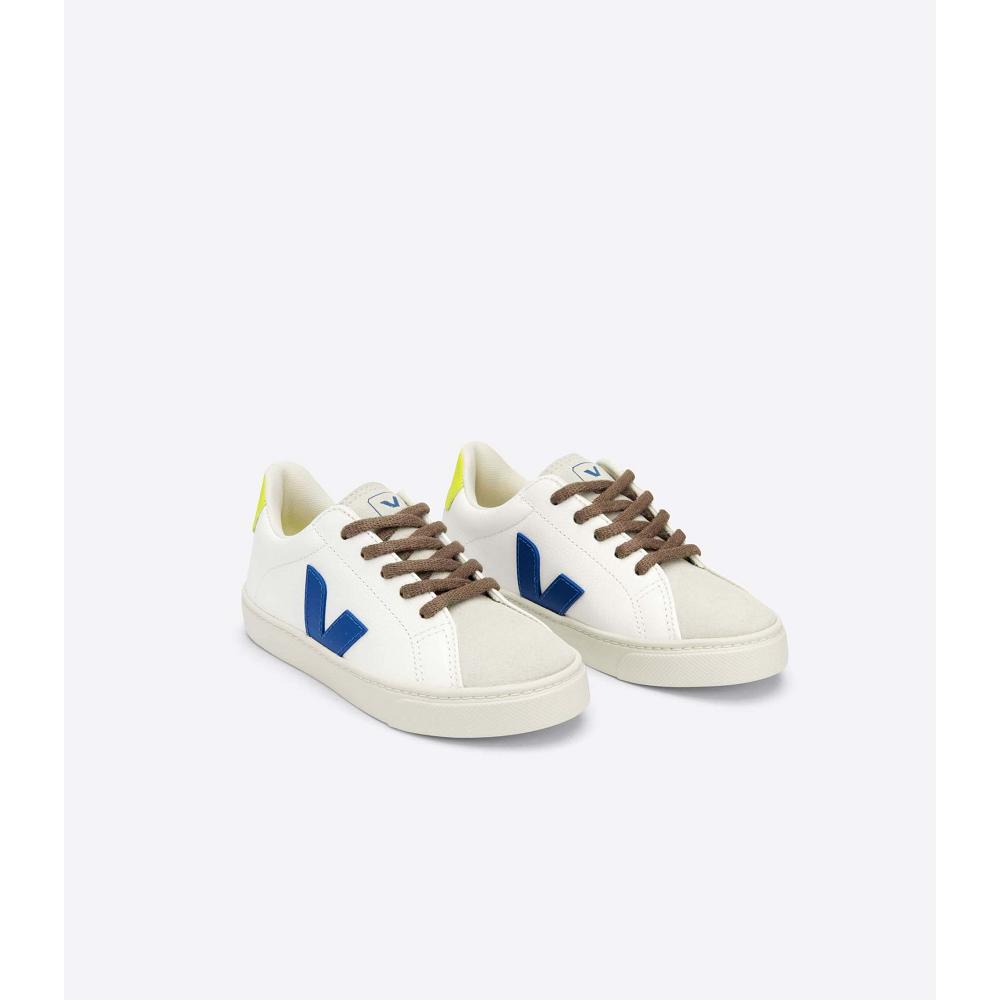 Kids' Veja ESPLAR LACES CHROMEFREE Shoes White/Blue | ZA 733ILH